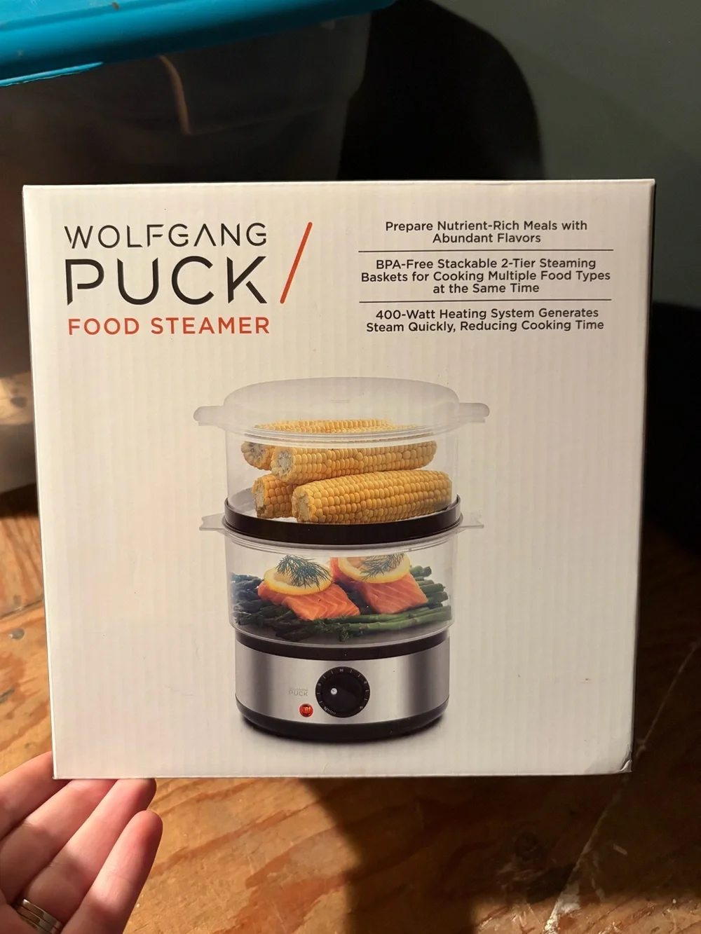 Wolfgang Puck 2-Tier Electric Food Steamer in Silver & Clear